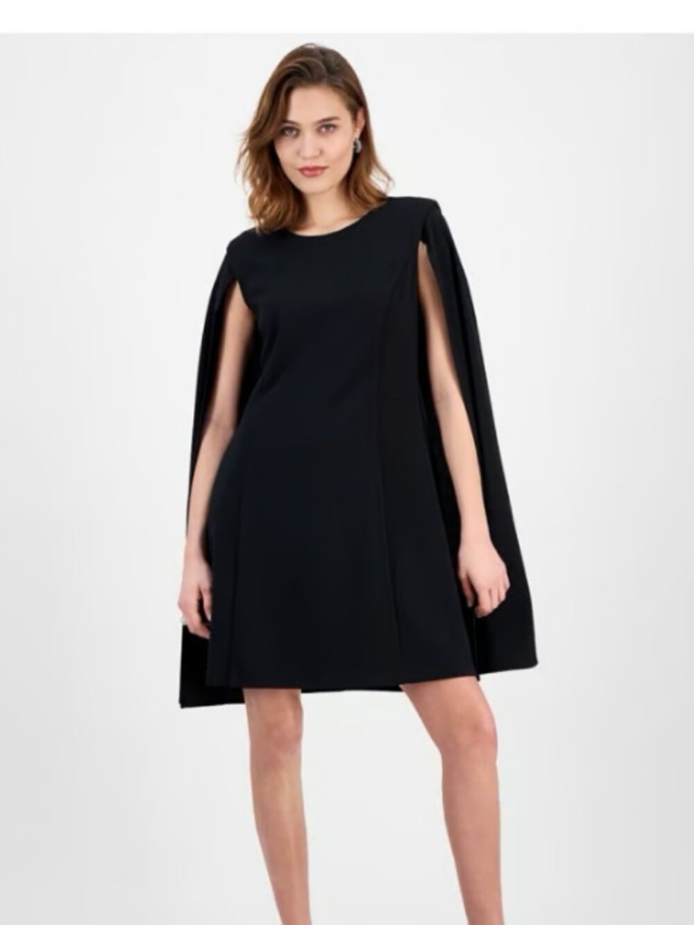 Connected Scuba Capelet Shift Dress Black NWT Women’s Size 6  - B178